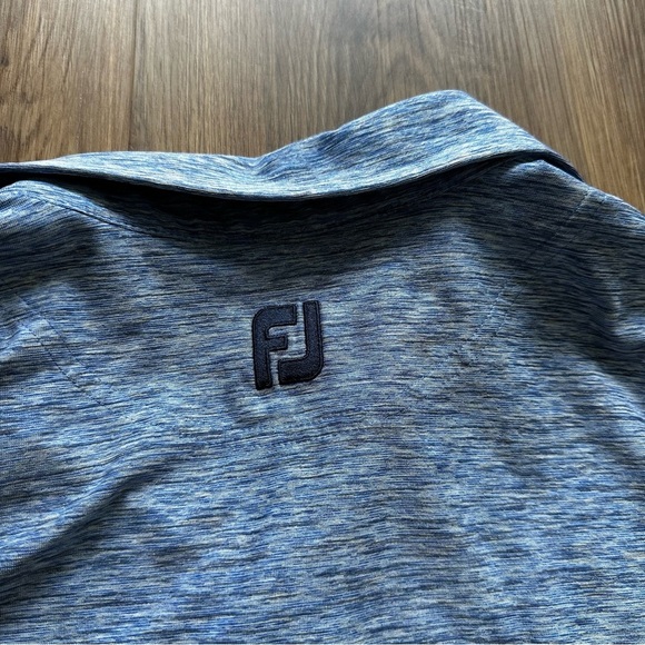 Footjoy Golf Polo Shirt Mens Medium Blue Polyester Spandex Performance Logo - Picture 8 of 8